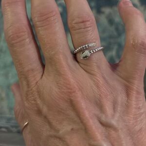 Effy Diamond (1/10 ct t.w.) & Tsavorite Accent Snake Ring in Sterling Silver